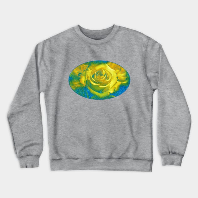 yellow roses with blue glitter romantic flowers gifts for girls and women Crewneck Sweatshirt by designsbyxarah